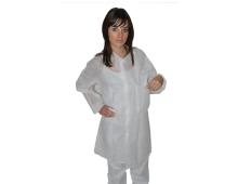 Hopen hygiene gown in PP 30 g/m² with collar & 2 pockets