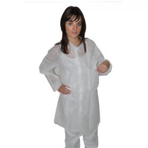 Camice igienico Hopen in PP 40 g/m² con collo e 2 tasche