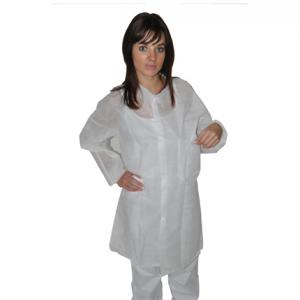 Hopen hygiene gown in PP 30 g/m² with collar & 2 pockets