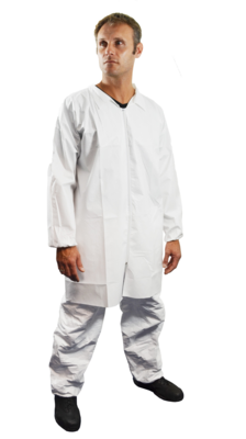 Hopen hygiene gown in PP/PE 65g/m² with collar & zip