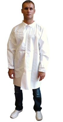 Hopen hygiene gown in PP/PE 65 g/m² with collar & buttons