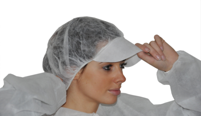 WHITE PP PEAKED BOUFFANT CAP