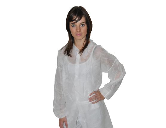 Bata higiénica Hopen de PP y 40 g/m² con cuello