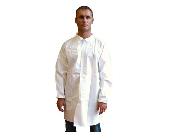 Hopen hygiene gown in PP/PE 65 g/m² with collar & buttons