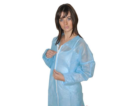 Bata higiénica Hopen de PP y 40 g/m² con cuello y cremallera